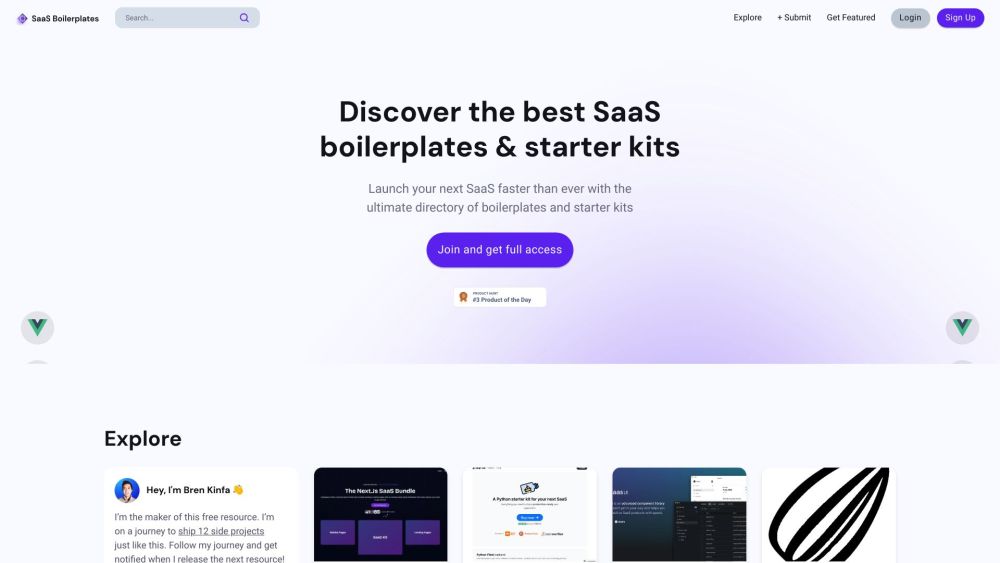 SaaS Boilerplates Website screenshot