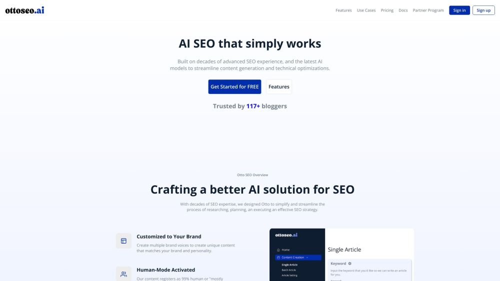 OttoSEO.ai Website screenshot