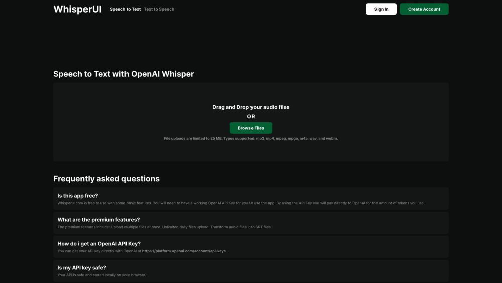 WhisperUI Website screenshot