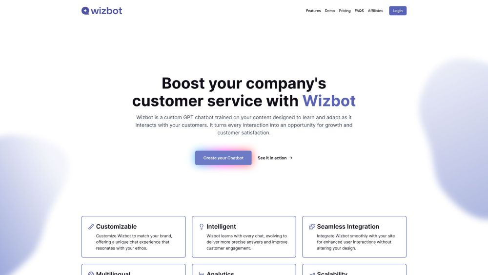 Wizbot Website screenshot