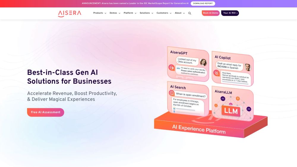 Aisera Website screenshot