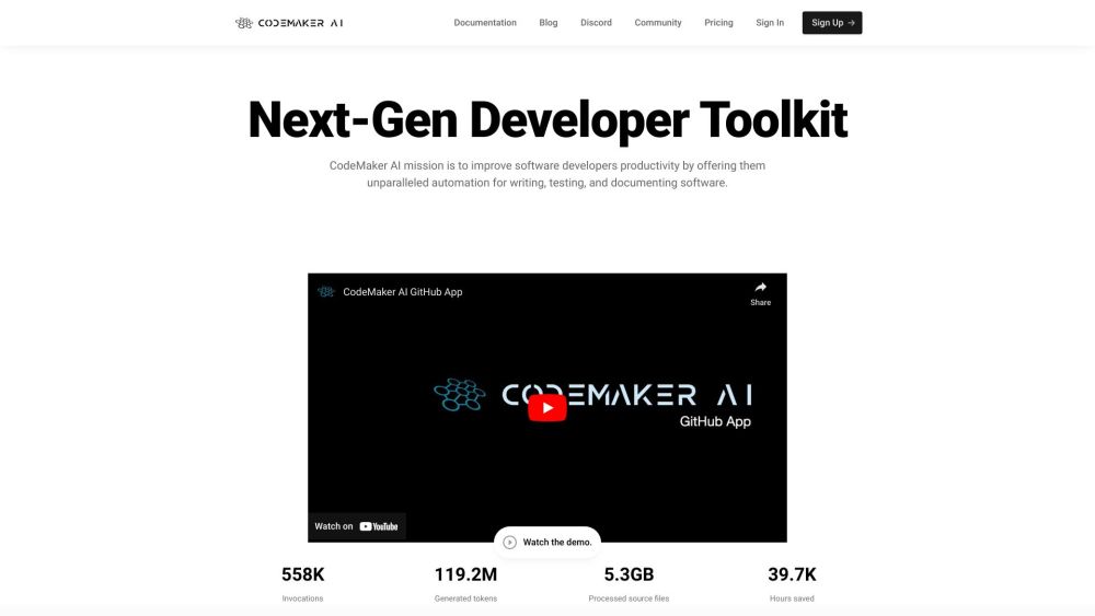 CodeMaker AI Website screenshot