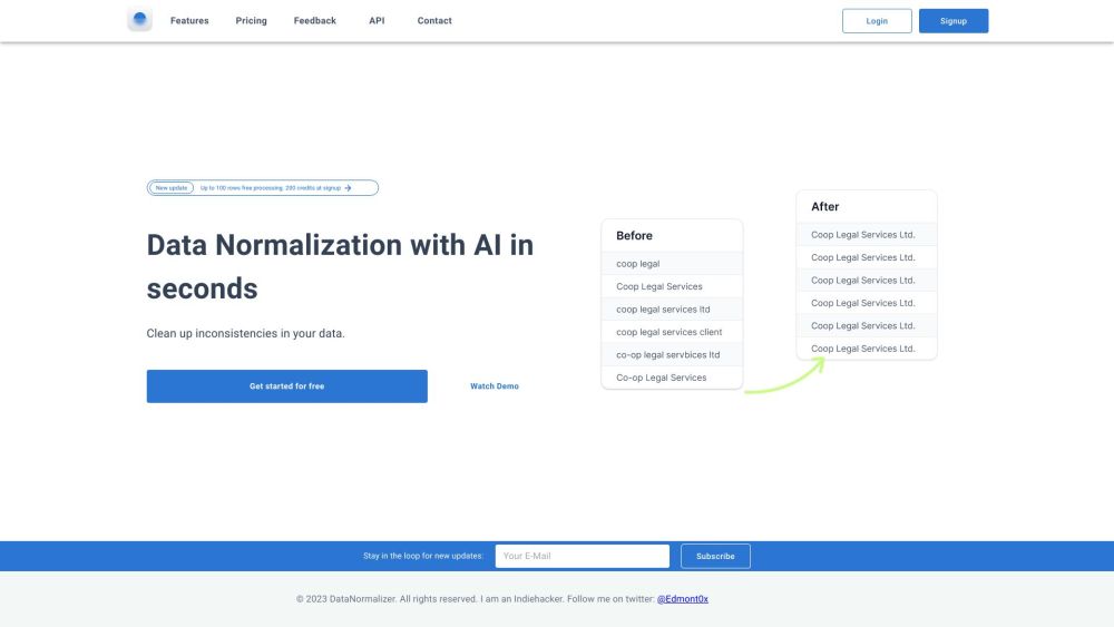 Data Normalizer Website screenshot