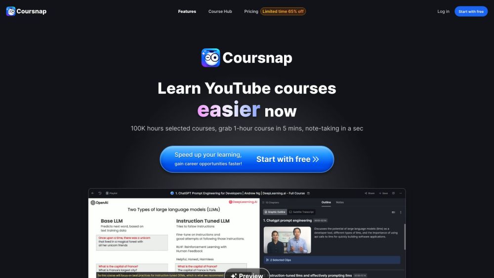 Coursnap Website screenshot