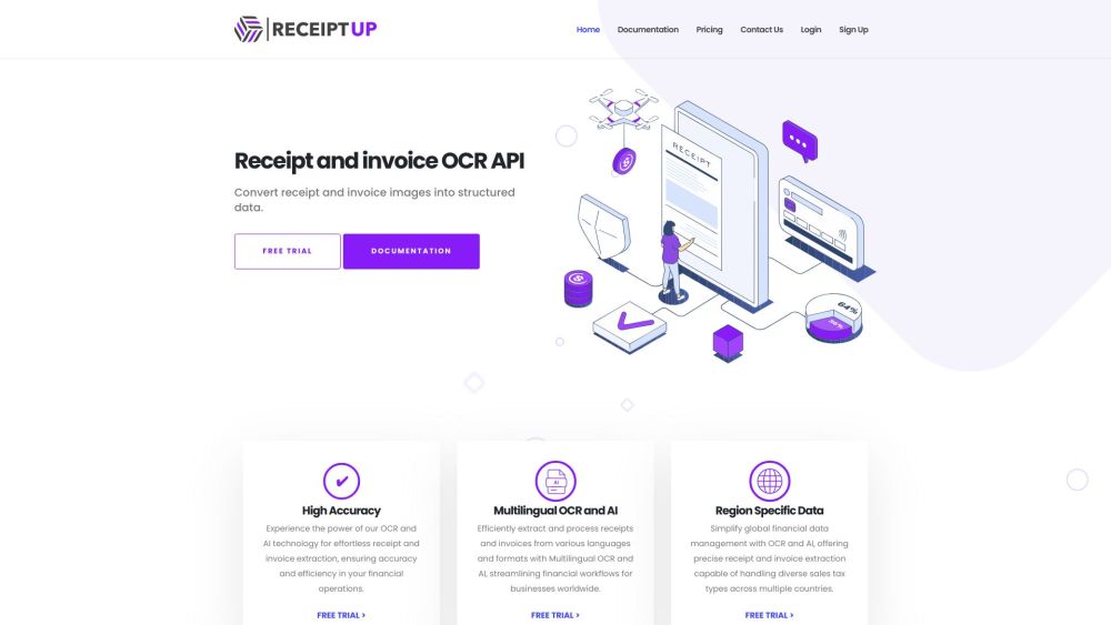 ReceiptUp Website screenshot