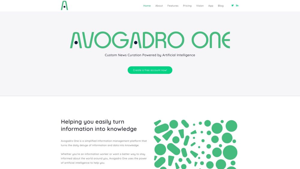 Avogadro One Website screenshot