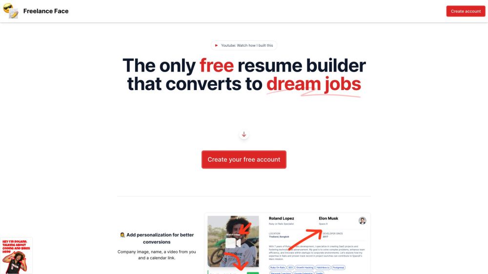 Dream Jobs Resume Builder Website screenshot