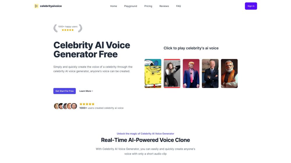 Celebrity AI Voice Generator Website screenshot