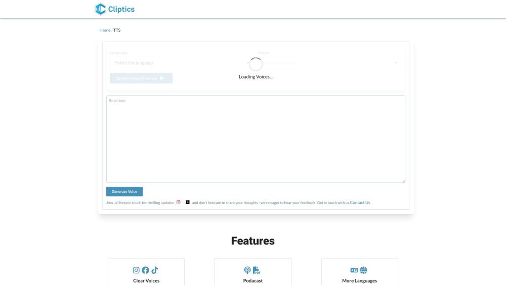 Cliptics Website screenshot