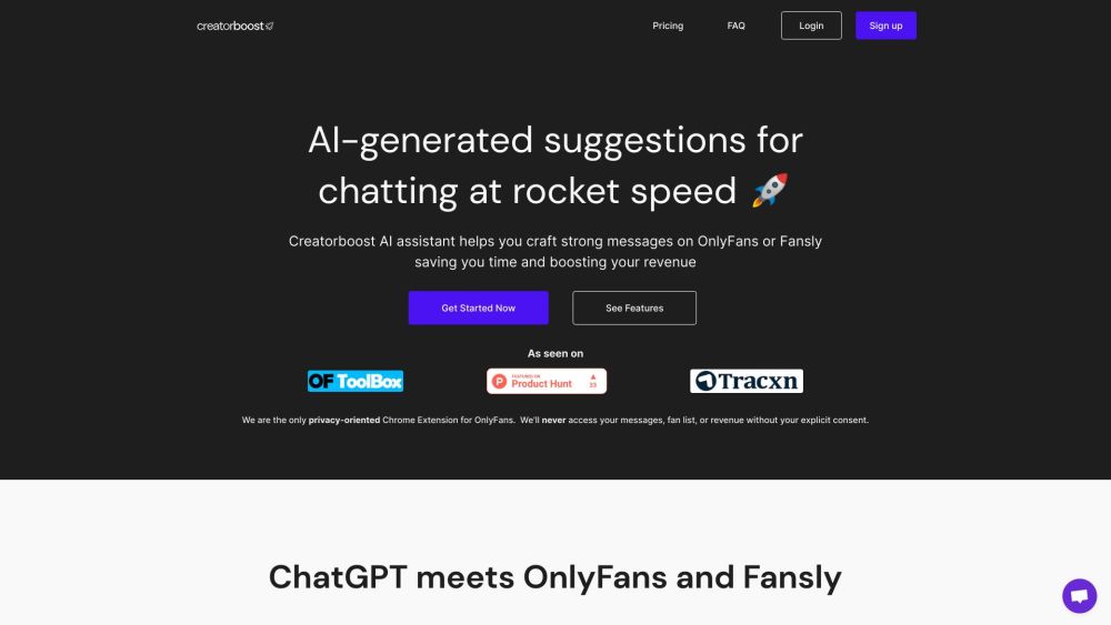 Creatorboost Website screenshot