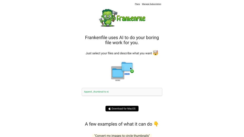 Frankenfile Website screenshot