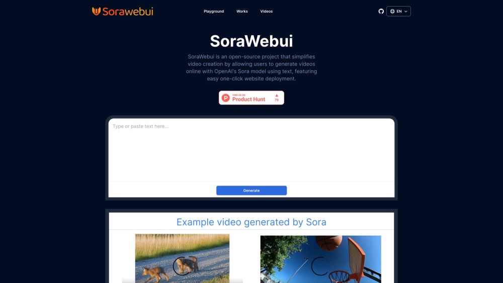 SoraWebui Website screenshot