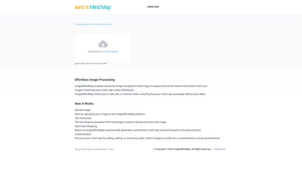 Image2MindMap Website screenshot