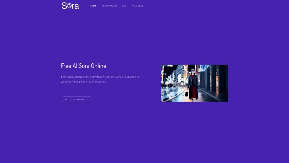 AI Sora Online Website screenshot