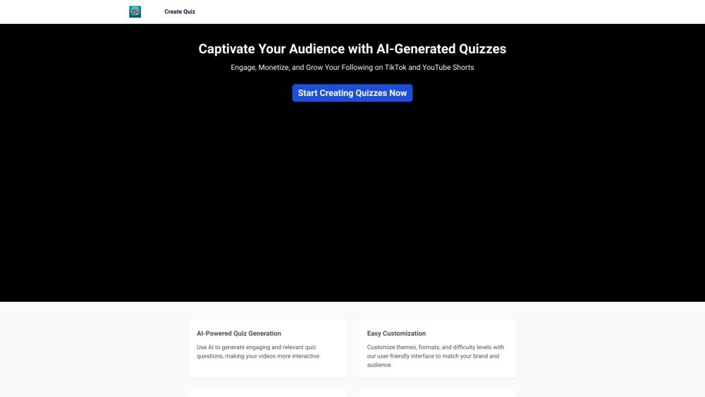 QuizTok Website screenshot