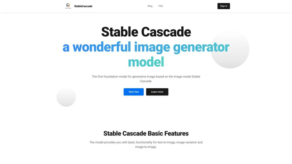 Stable Cascade Website screenshot