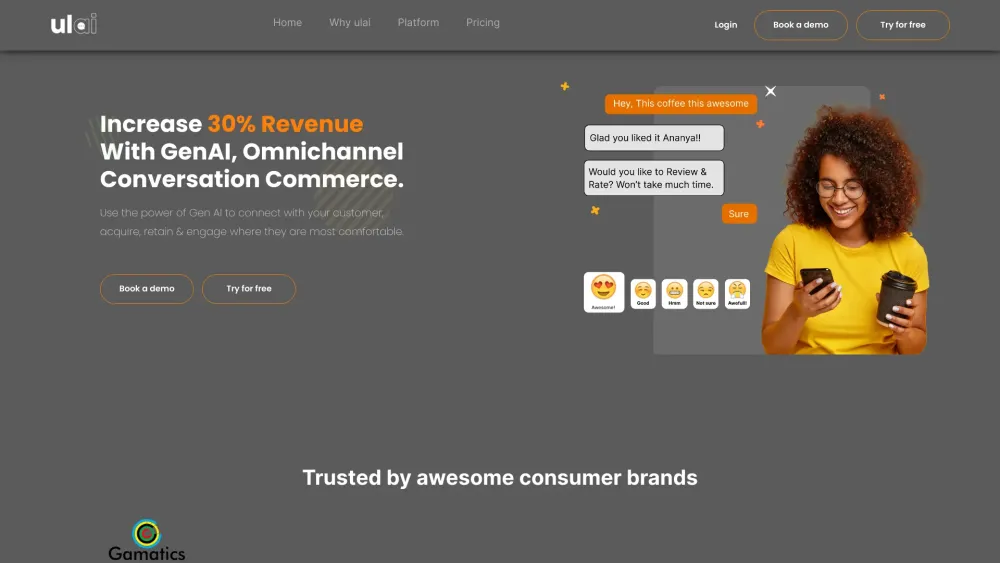 GenAI Conversational Commerce Platform Website screenshot