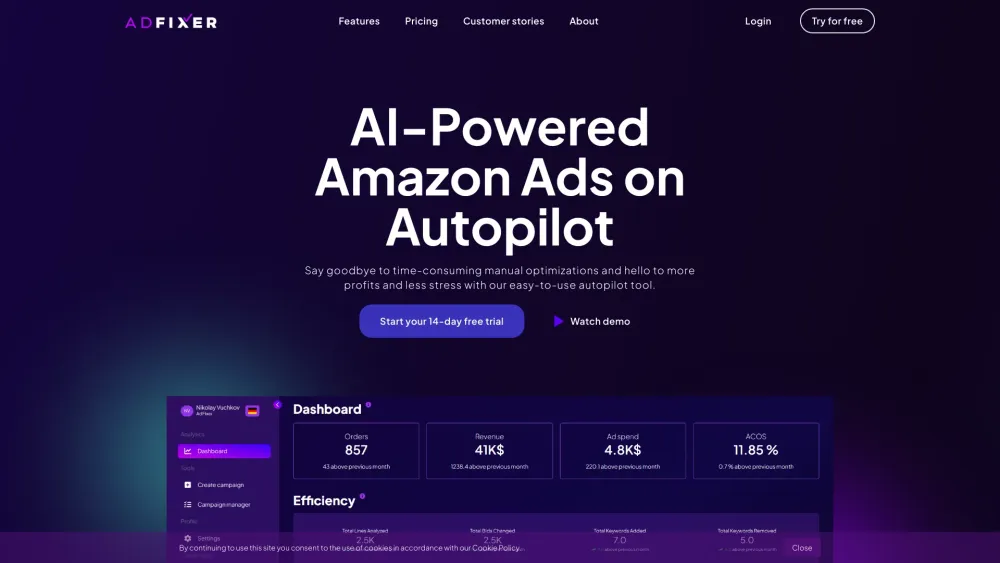 AI-Powered Amazon Ads Website screenshot