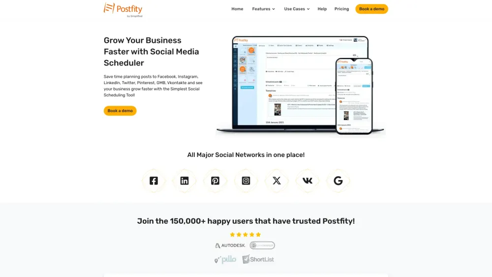 Postfity Website screenshot