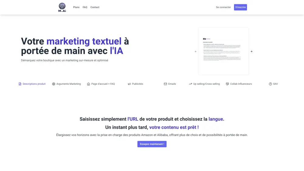 MyMarketing AI Website screenshot