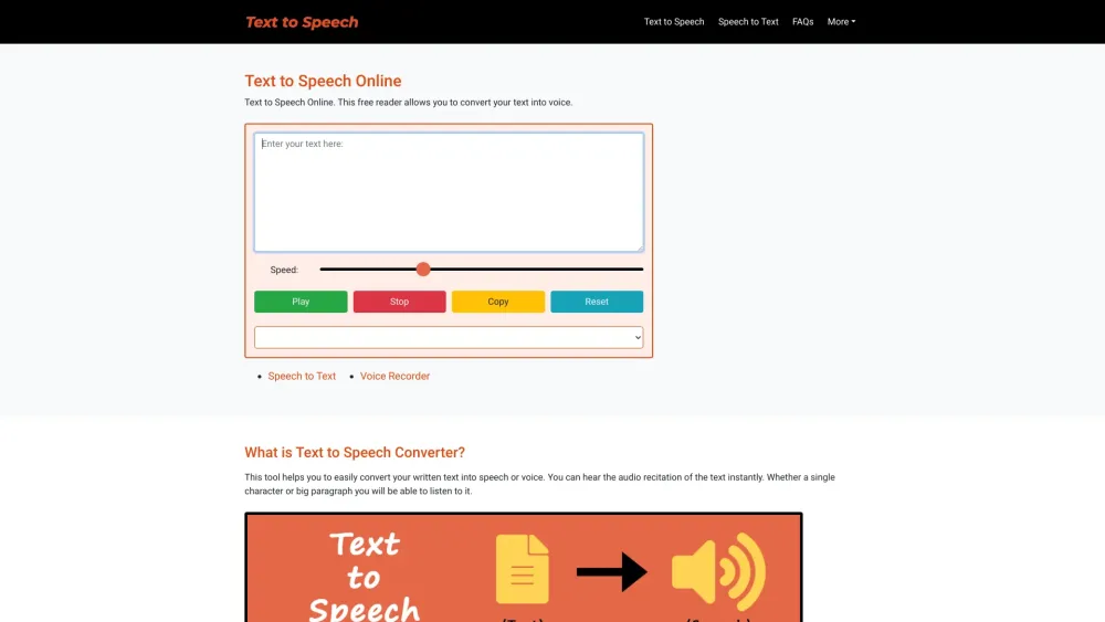 Text to Speech Online Website screenshot