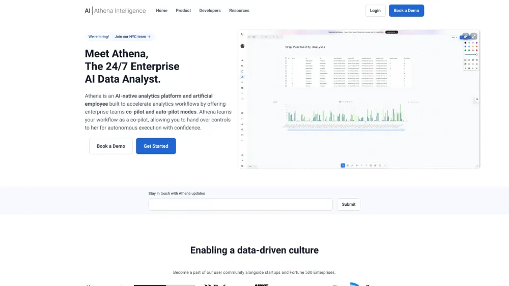 Athena Website screenshot