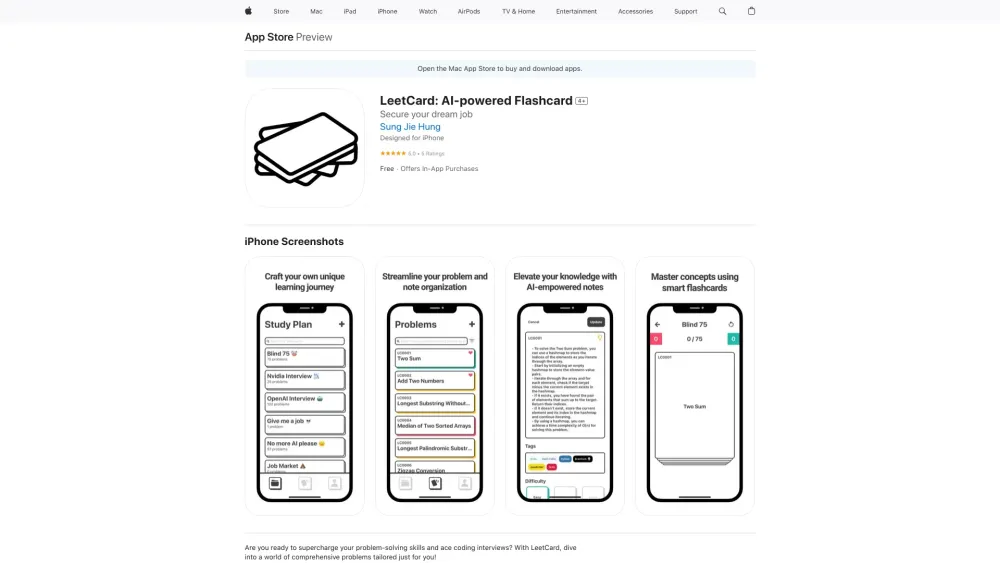 LeetCard Website screenshot