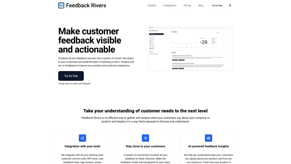 Feedback Rivers Website screenshot