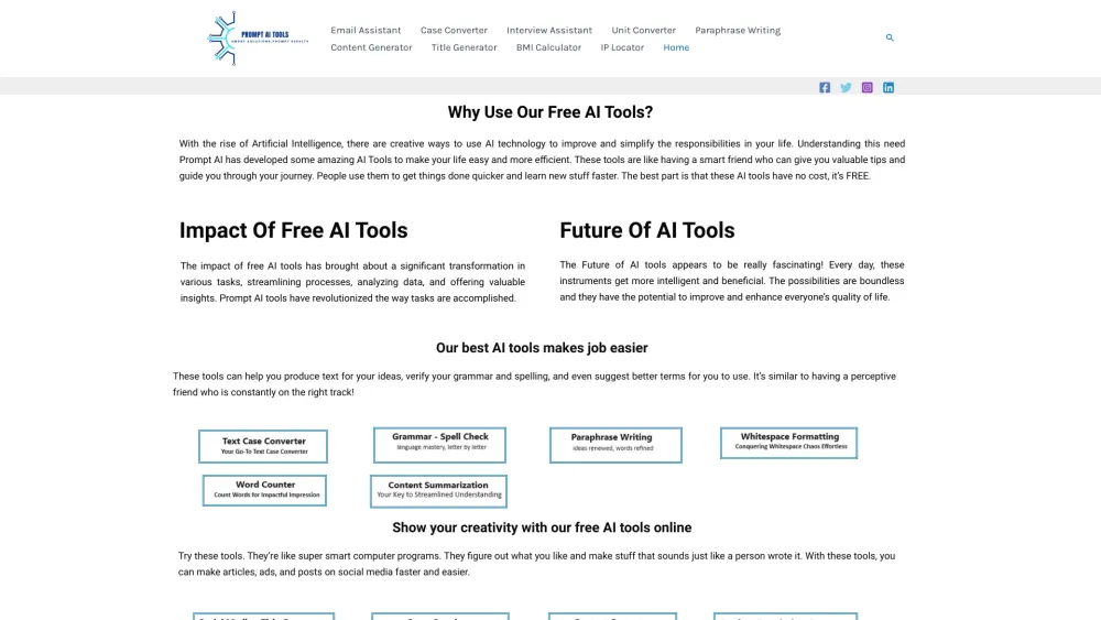 PromptAI Tools Website screenshot