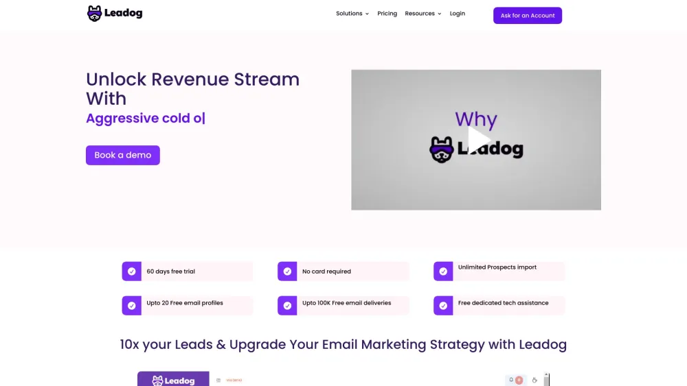 Leadog Website screenshot