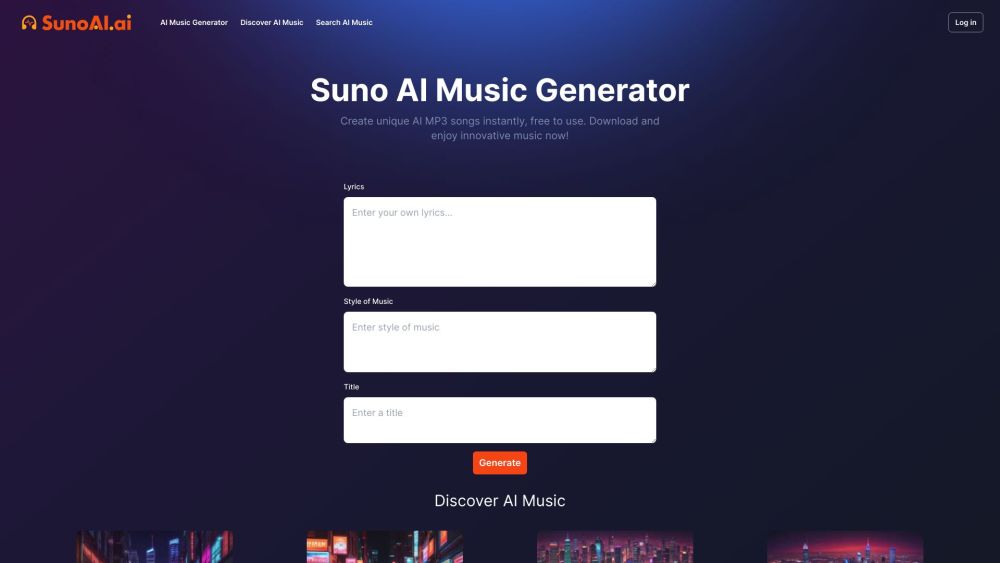 Suno AI SunoAI.ai Website screenshot