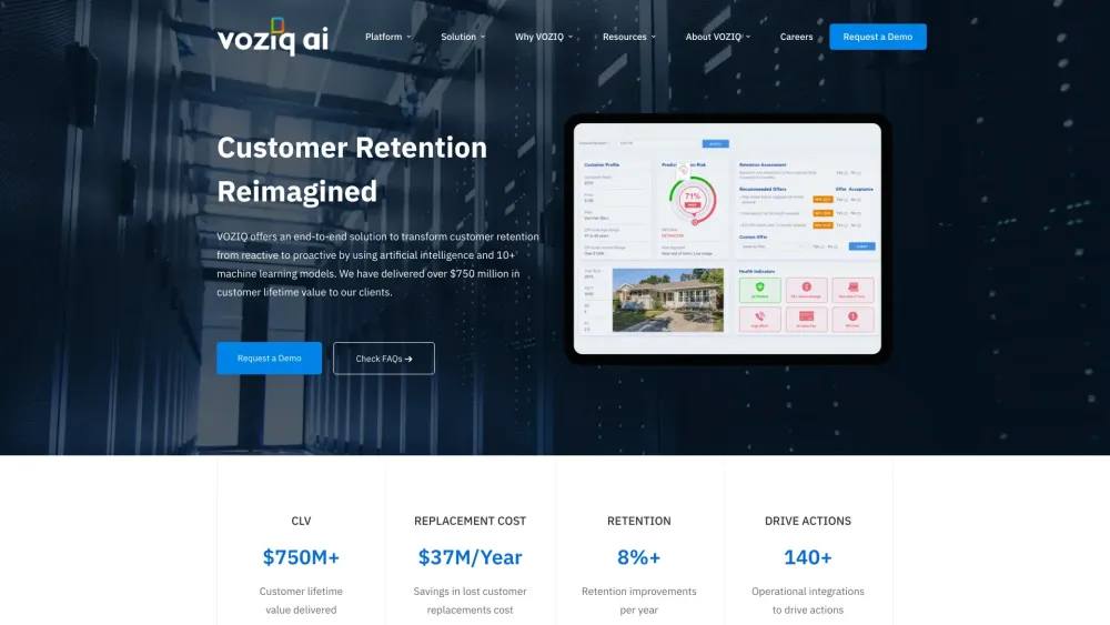 VOZIQ AI Website screenshot