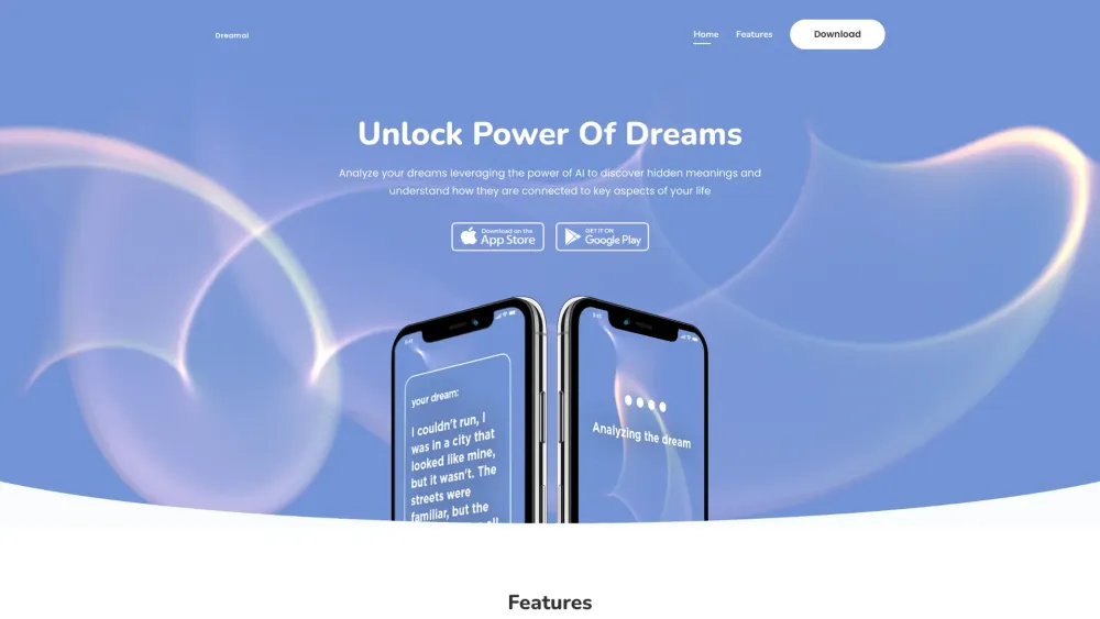 DreamAI Website screenshot