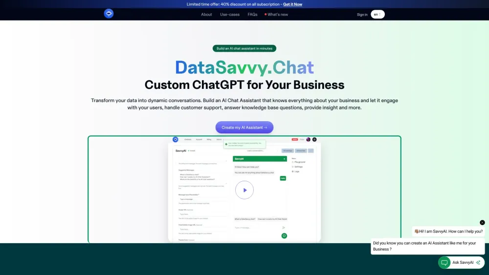 DataSavvy.Chat Website screenshot