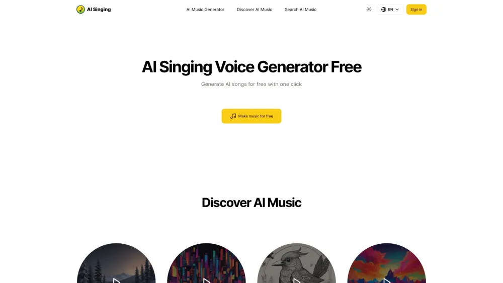 AI Singing Website screenshot