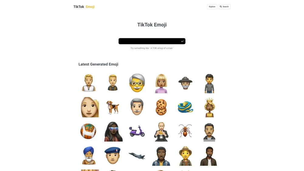 TIKTOKEMOJI.COM Website screenshot