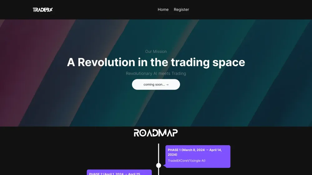 TradeBX Website screenshot