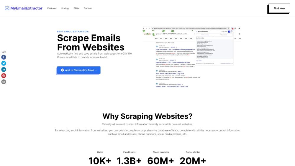 My Email Extractor Website screenshot