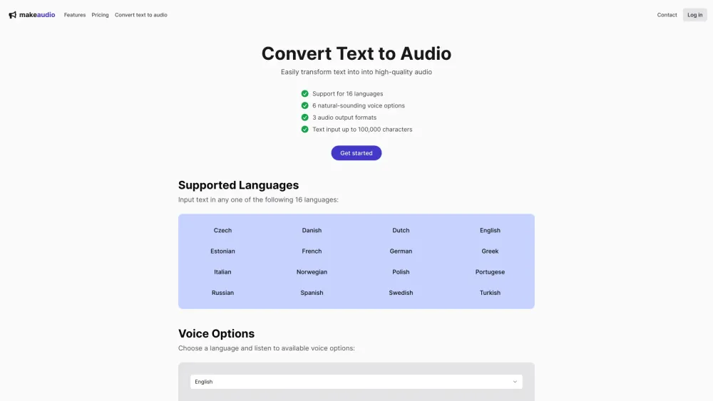 Makeaudio Website screenshot