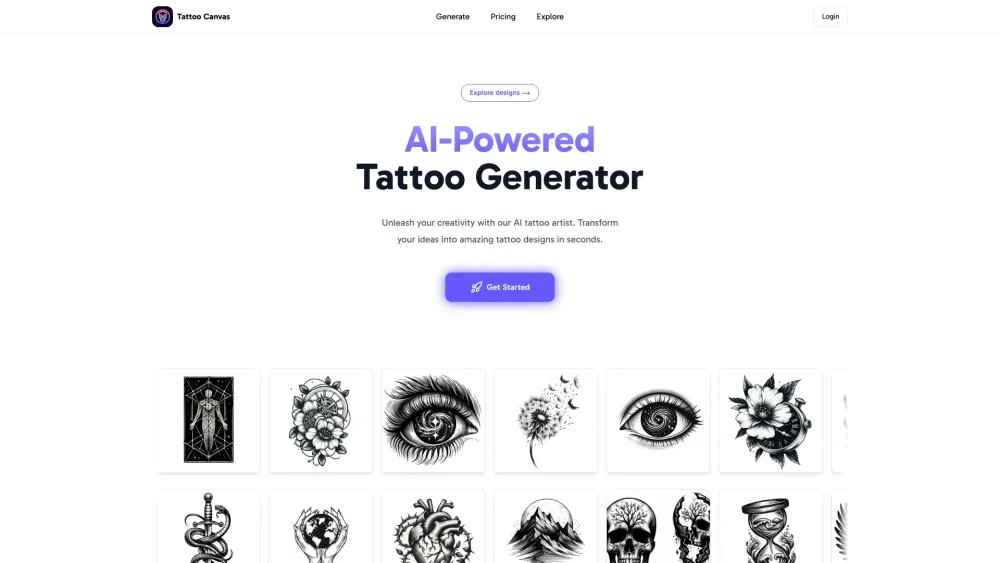 Tattoo Canvas Website screenshot