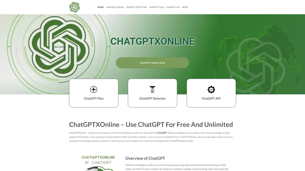 ChatGPT Online Website screenshot