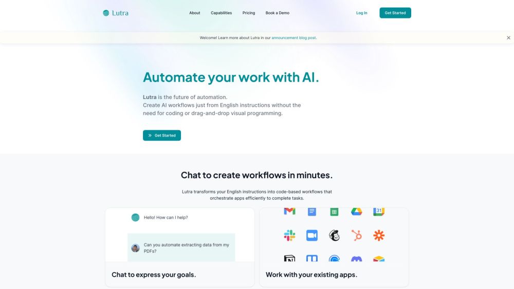 Lutra AI Website screenshot