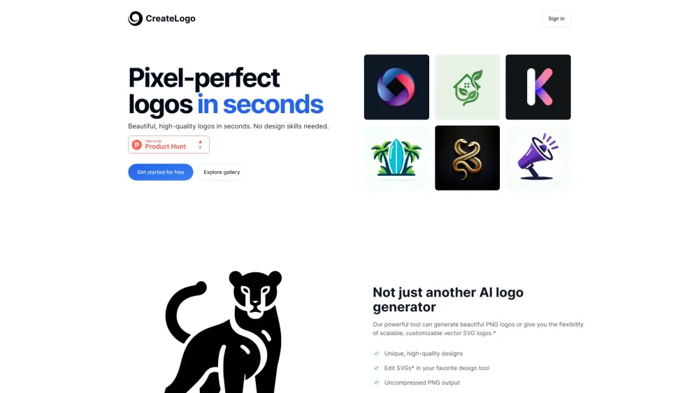 CreateLogo Website screenshot