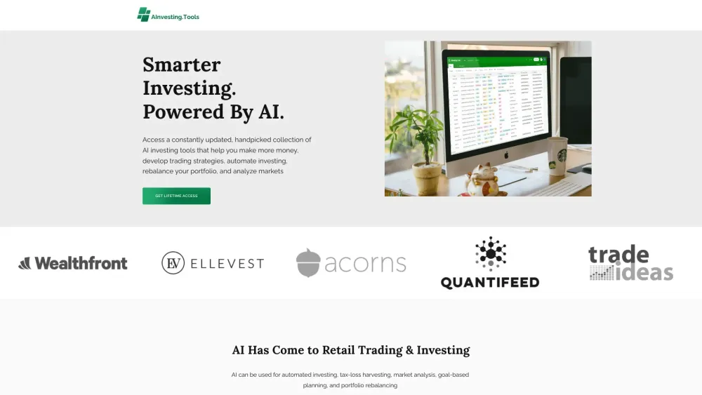 AI Investing Tools Website screenshot