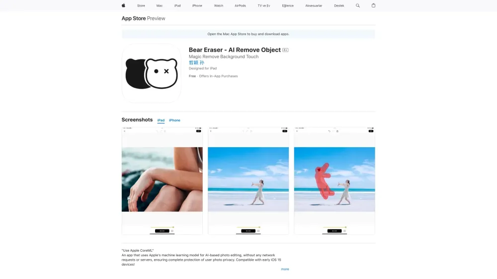 Bear Eraser - AI Remove Object Website screenshot