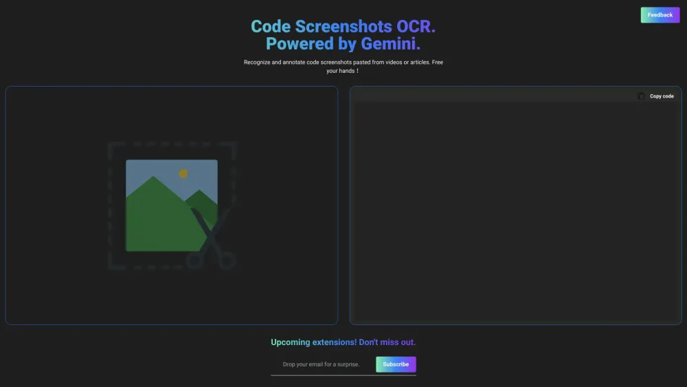 Pic2Code Website screenshot