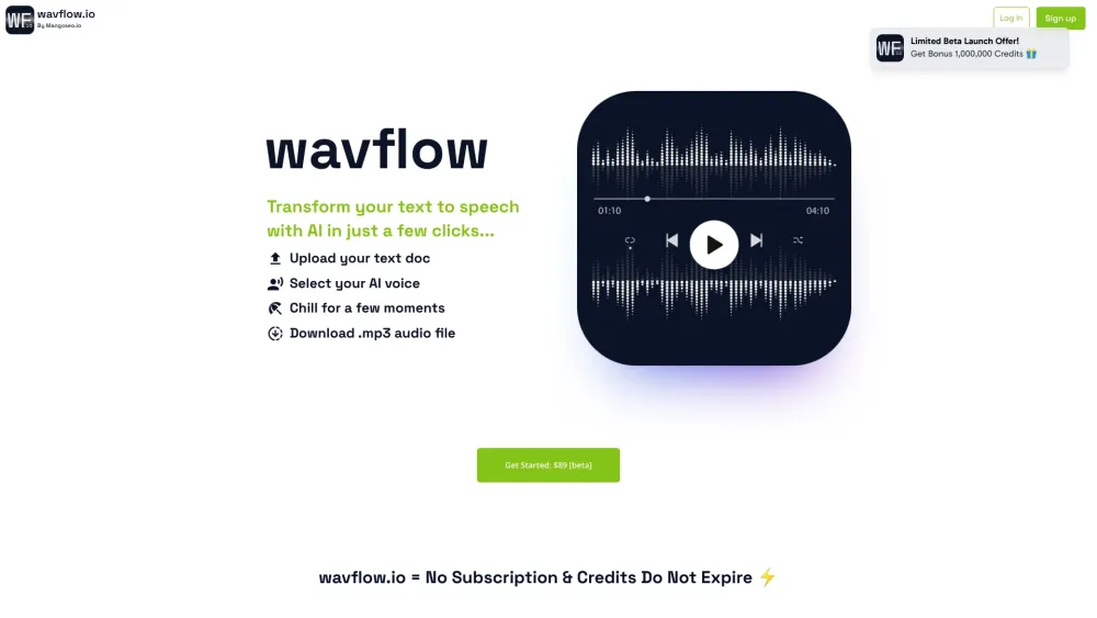 WavFlow Website screenshot