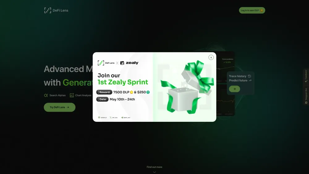 DeFi Lens Website screenshot