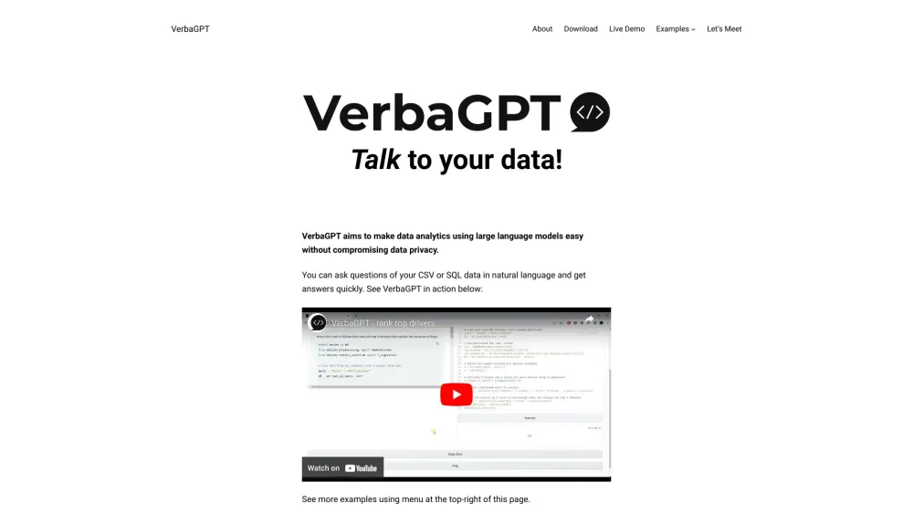 VerbaGPT Website screenshot