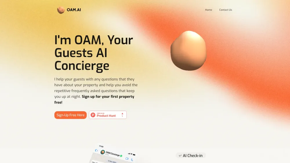 OAM AI Website screenshot